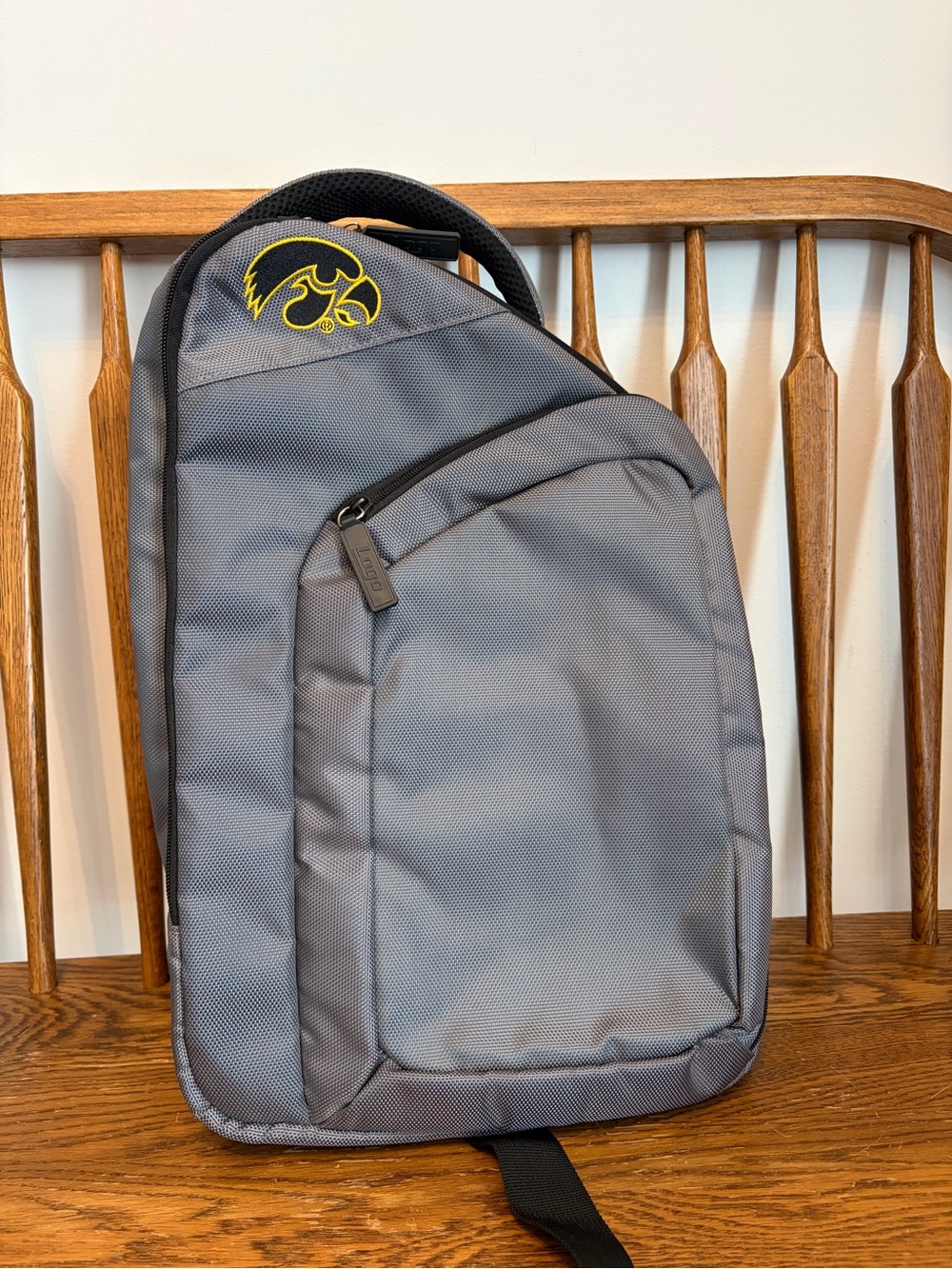 Iowa Hawkeyes Sling Backpack Gray Crossbody Shoulder Bag Logo Brands NCAA